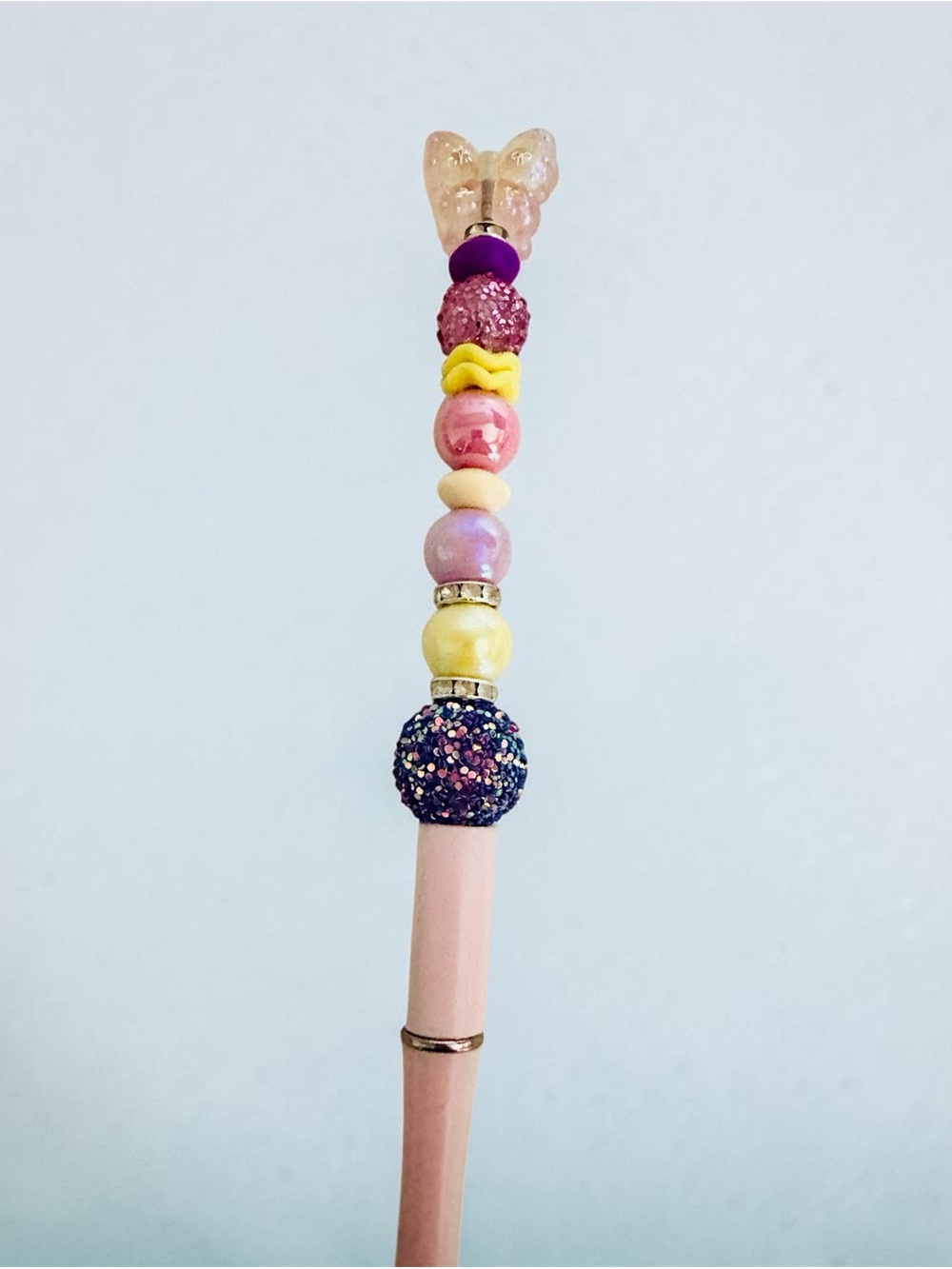 Disney Pink Beaded Butterfly Pencil Topper